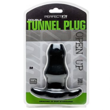 Perfect-Fit Double Tunnel Medium Anal plug, Black - Amorana
