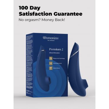 Womanizer Premium 2 Pleasure Air Clitoral Stimulator, Blueberry - Amorana