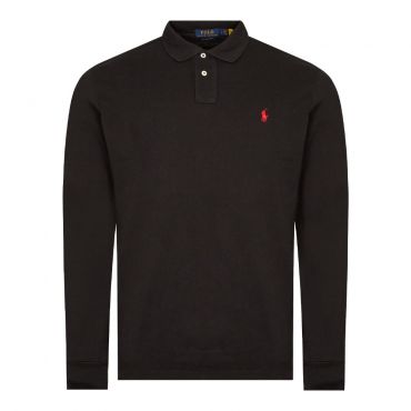 Custom Slim Fit Long Sleeved Polo Shirt - Black