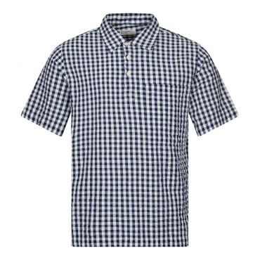 Short Sleeve Gingham Shirt - Navy