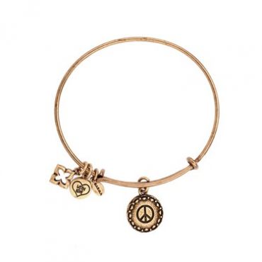 Karma Gold Peace Sign Charm Bangle - Gold