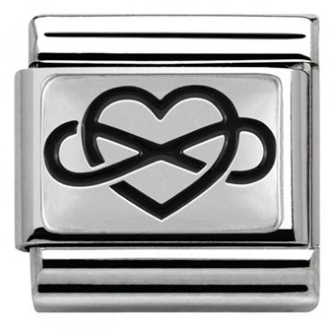 Nomination Black Infinity Heart Charm - Stainless Steel