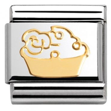 Nomination Muffin with Flowers Charm - Gold