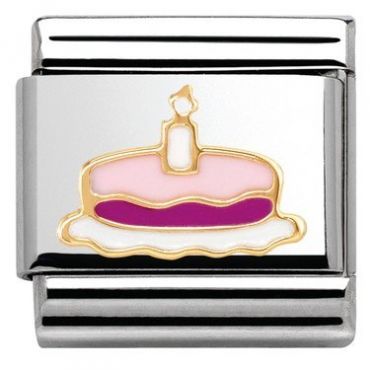 Nomination Pink Cake & Candle Charm - Enamel