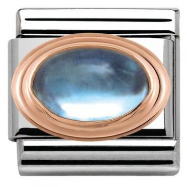 Nomination Rose Gold Blue Topaz Charm - Stainless Steel