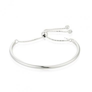 Argento Rhodium Plated Pull Friendship Bangle Silver - Silver