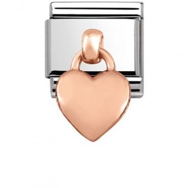 Nomination Rose Gold Hanging Heart Charm - Stainless Steel