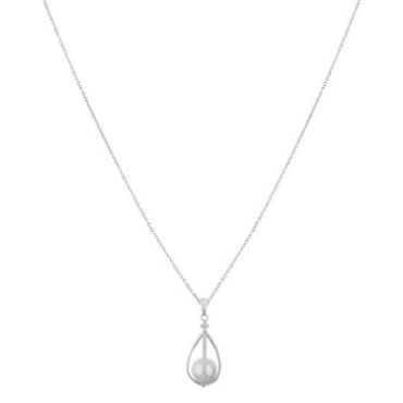 Argento Caged Pearl Crystal Necklace - Adjustable