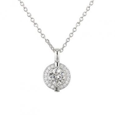 Argento Solitaire Halo Border Crystal Necklace