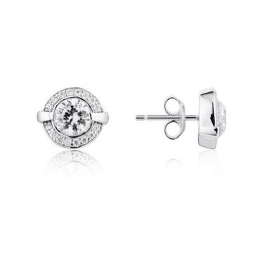 Argento Solitaire Halo Crystal Stud Earrings