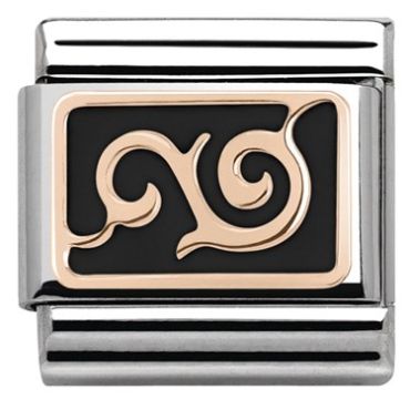 Nomination Rose Gold Black Curl Charm - Stainless Steel
