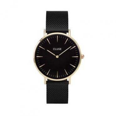 CLUSE La Bohème Gold & Black Mesh Watch