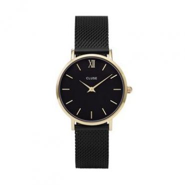 CLUSE Minuit Gold & Black Mesh Watch