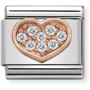 Nomination Rose Gold Pave Heart Charm