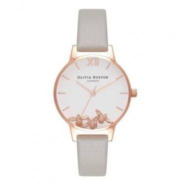 Olivia Burton Busy Bees Grey & Rose Gold Watch - Rose Gold