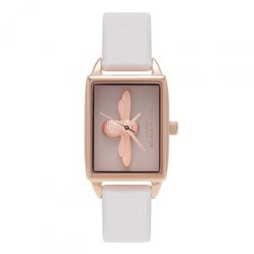 Olivia Burton 3D Bee Blush & Rose Gold Rectangular Watch - Rose Gold