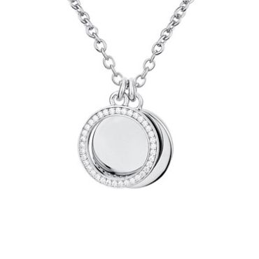 Argento Silver Crystal Double Disc Necklace - 45cm