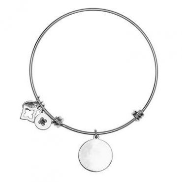 Karma Silver Engraving Bangle - Adjustable