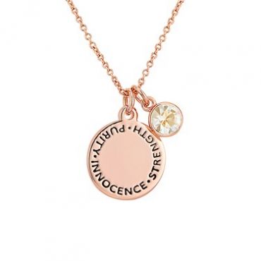 Karma April Birthstone Rose Gold Necklace
