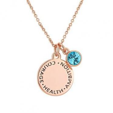 Karma March Birthstone Rose Gold Necklace