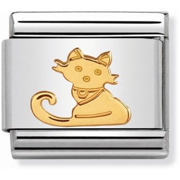 Nomination Classic Gold Seated Cat Charm - Stainless Steel