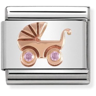 Nomination Rose Gold Pink Baby Pram Charm