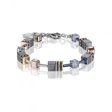 Coeur De Lion Geo Silver + Rose-Gold Blue Bracelet