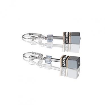 Coeur De Lion Geo Silver + Rose-Gold Blue Earrings