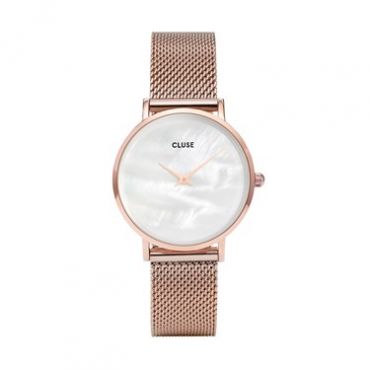 CLUSE Minuit La Perle Rose Gold Mesh Watch