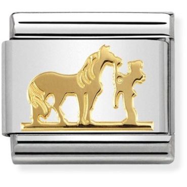 Nomination Gold Horse and Rider Charm