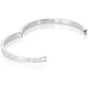 Kate Spade New York Set In Stone Metal Hinged Silver Bangle - One Size