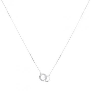 August Woods Silver Small Link CZ Circle Necklace - Silver