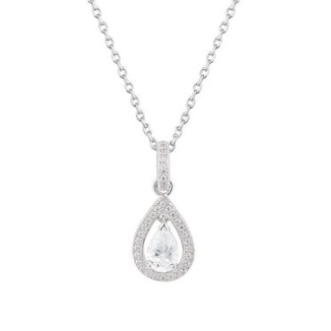 Argento Silver CZ Teardrop Necklace - One Size