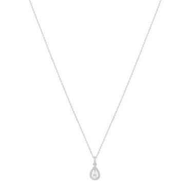 Argento Silver CZ Teardrop Necklace - One Size
