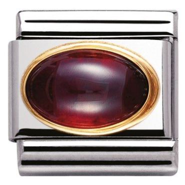 Nomination Oval Garnet Charm - Stainless Steel