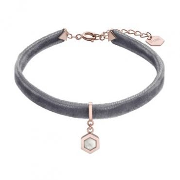 CLUSE Grey Velvet and Marble Bracelet