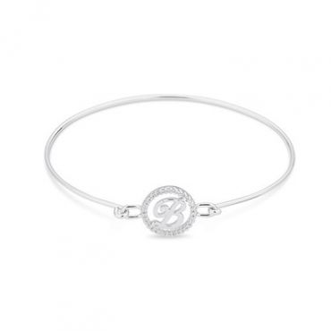 August Woods Silver Crystal B Initial Bangle - Assorted