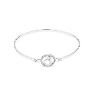 August Woods Silver Crystal E Initial Bangle - Assorted