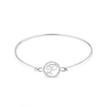 August Woods Silver Crystal P Initial Bangle - Assorted