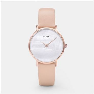 CLUSE Minuit La Perle Rose Gold Nude Leather Watch