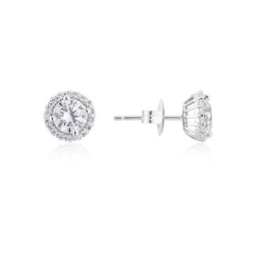 Argento Silver Crystal Halo Earrings - 925 Silver