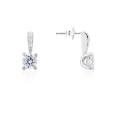 Argento Silver Square Crystal Earrings - 925 Silver