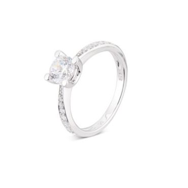 Argento Silver Square Crystal Ring - Ring Size 50 925 Silver