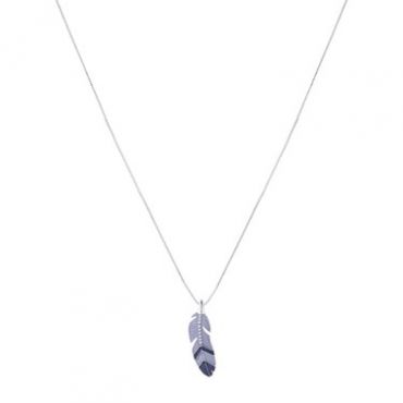 August Woods Silver Crystal Feather Necklace
