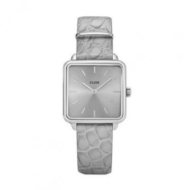 CLUSE La Tetragone Grey Alligator + Silver Watch