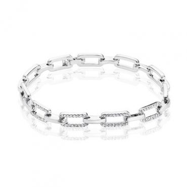 August Woods Silver Rectangle Crystal Link Bracelet - Silver