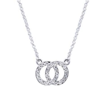 August Woods Silver Crystal Link Circle Necklace - Silver