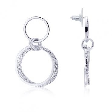 August Woods Silver Crystal Link Circle Earrings - Silver