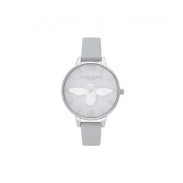Olivia Burton 3D Bee Silver Glitter Eco Friendly Watch - Silver