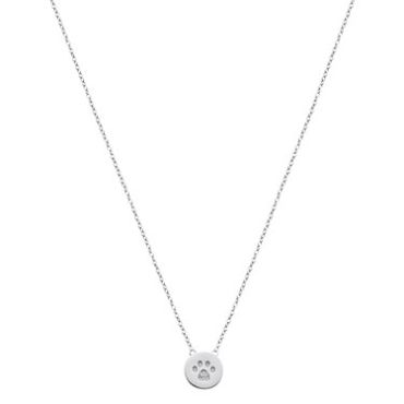 Argento Silver Disc Paw Print Necklace - 45cm